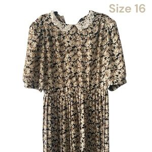 Floral Lace Collar Midi Dress